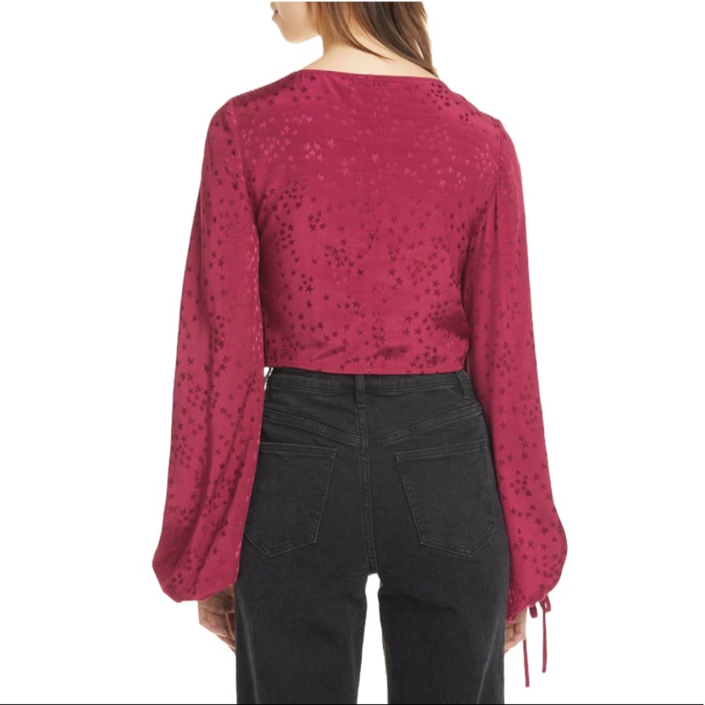 NWT Staud Mars Star Jacquard Woven Ruched Top with Ties - Picture 4 of 11